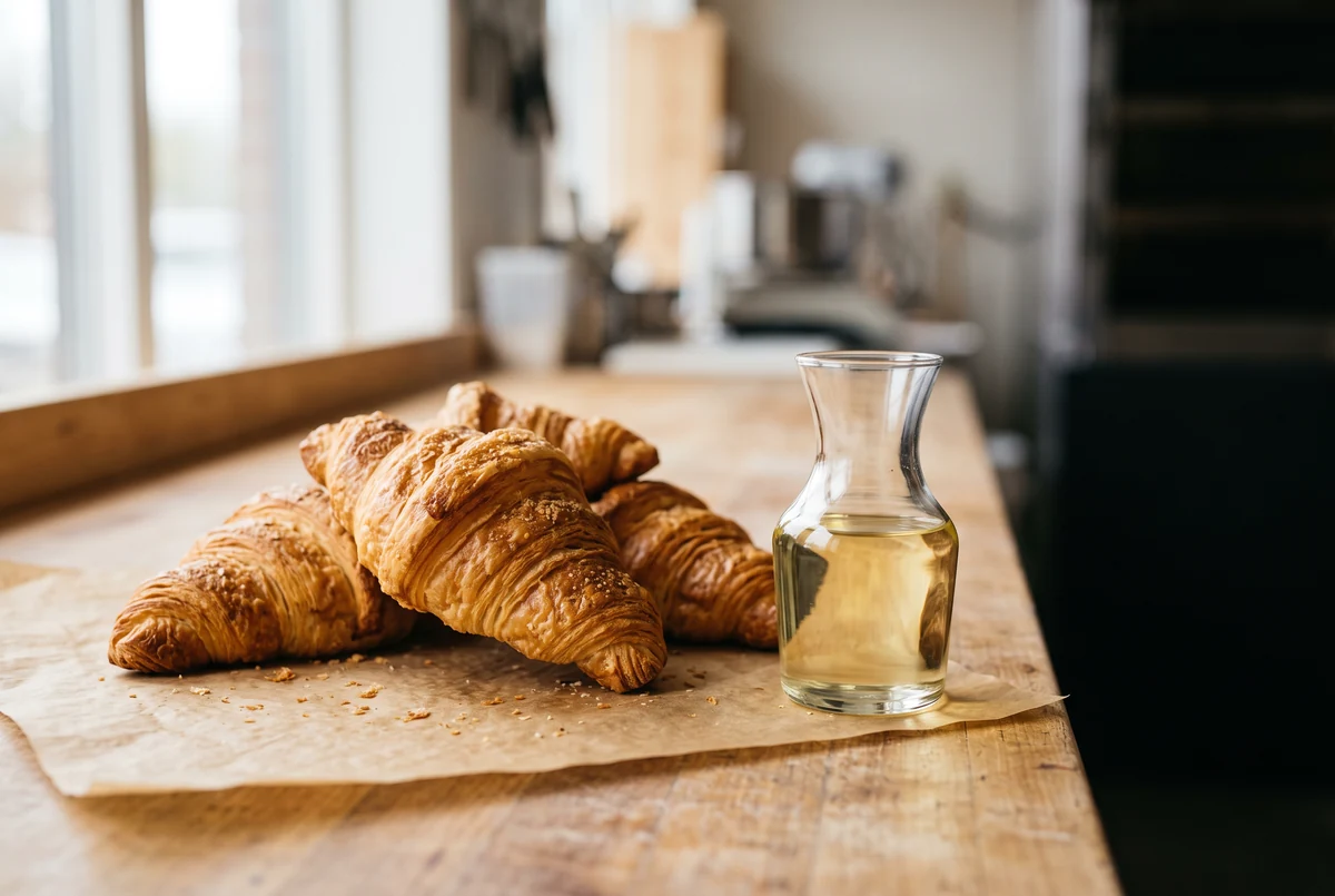 Golden croissants and edible oil, illustrating Vikmar's bakery customers