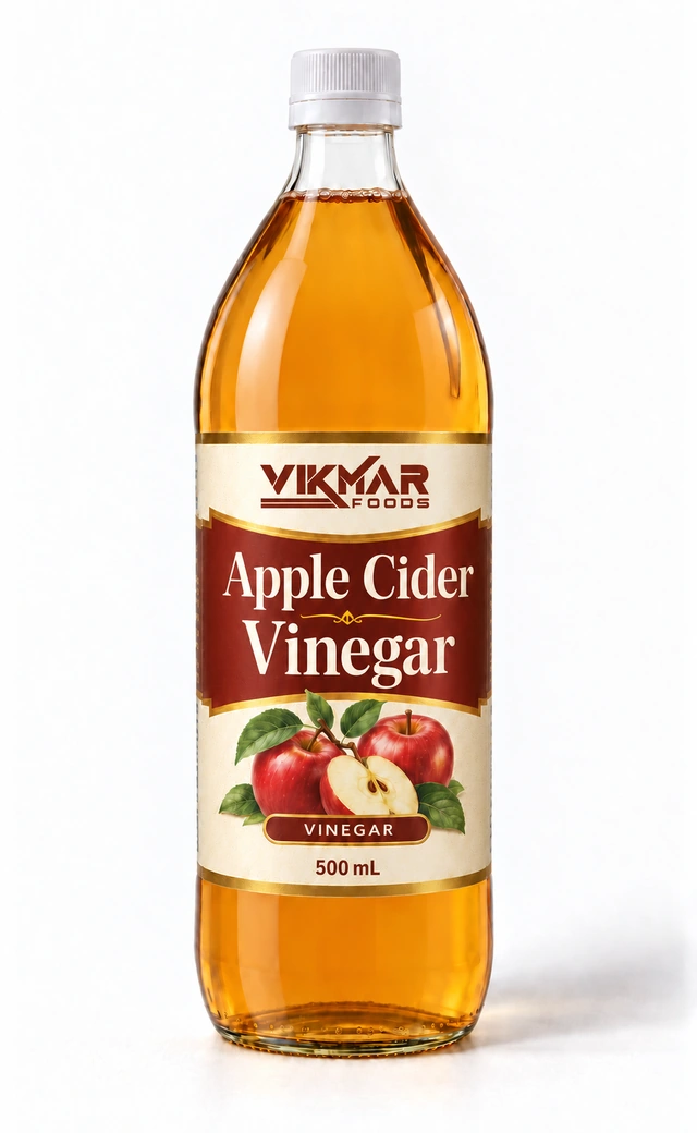 Vikmar Foods Apple Cider Vinegar - Retail · 500 mL bottle packaging concept
